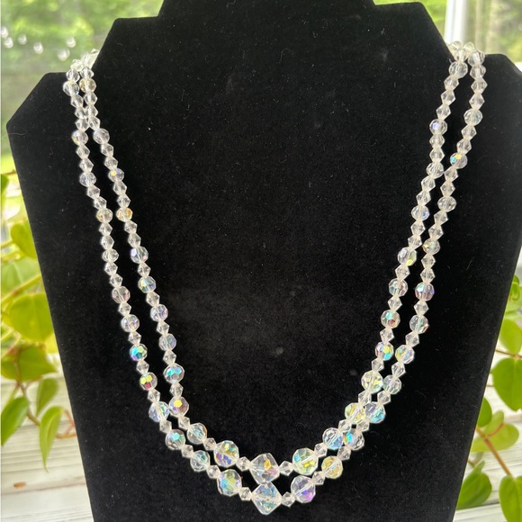 Vintage Aurora Borealis Crystal Jewelry Set (Necklace, Bracelet, Earrings) - Picture 6 of 13